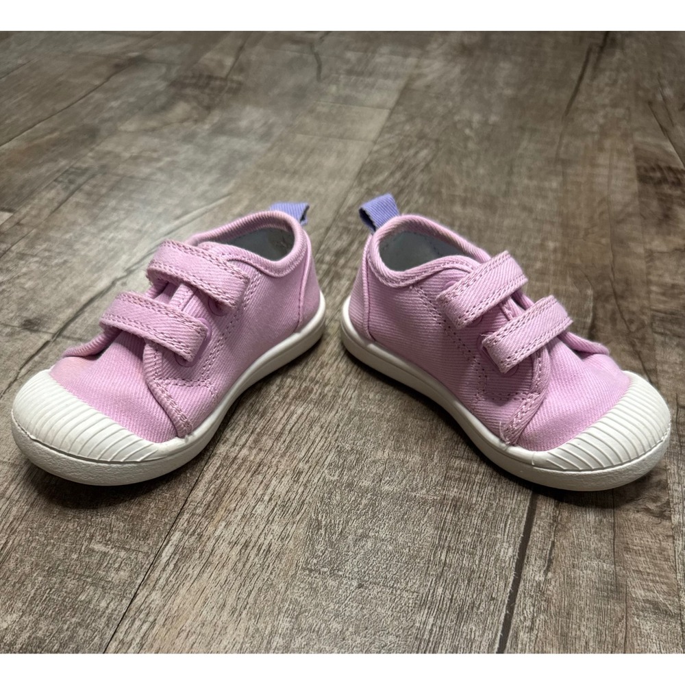 Cat & Jack Toddler Girls Pink Canvas Hook and Loop Sneakers Size 6 - Picture 4 of 8